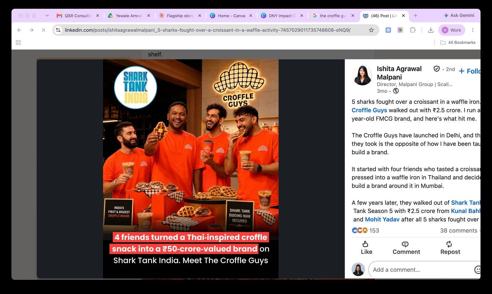 The Croffle Guys team on Shark Tank India